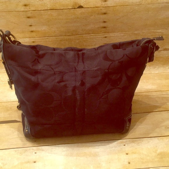 Coach Leather & Fabric Slouch Purse (Black) - Picture 1 of 7